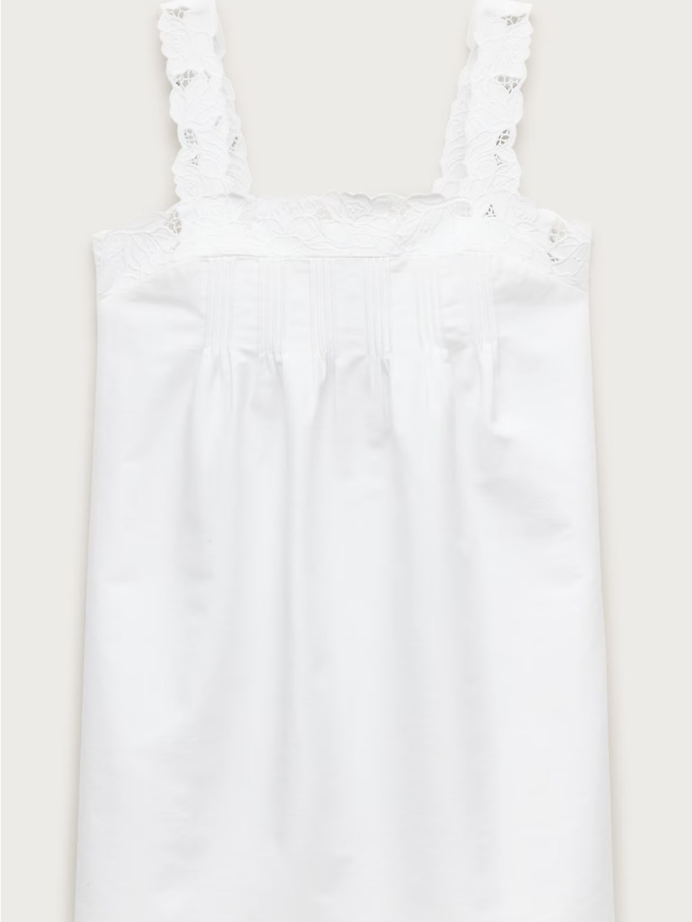 J. Crew White Lace-Trim Cotton Slip Camisole